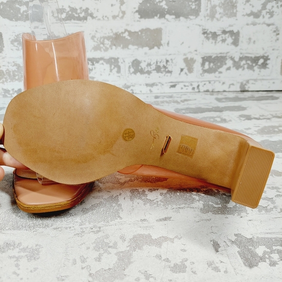 New 42 Gold The Linx Vinyl Slide In Open Toe Heels M455 - Picture 8 of 11